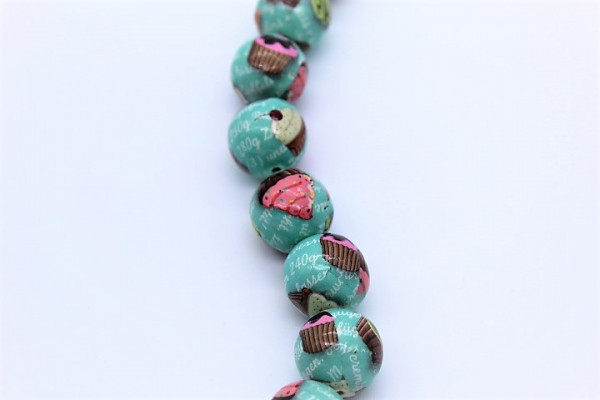 Handmade Paper Beads round ca. 20 mm CUPCAKE